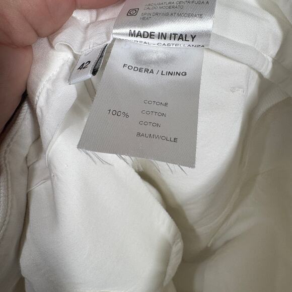 QL2 Quelledue Womens 42/6 US Maura Straight Cropped Cuffed Pants White Denim - Picture 9 of 9